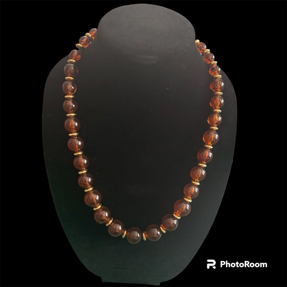 Vintage Napier Chunky Amber  Beaded Necklace